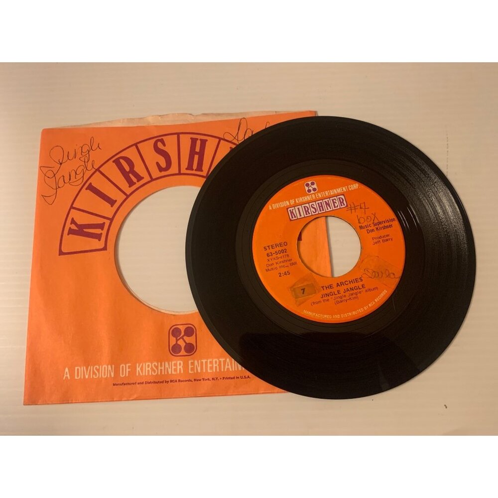 The Archies 45 RPM Vinyl Record "Jingle Jangle/Justine" Kirshner Sleeve 1960s